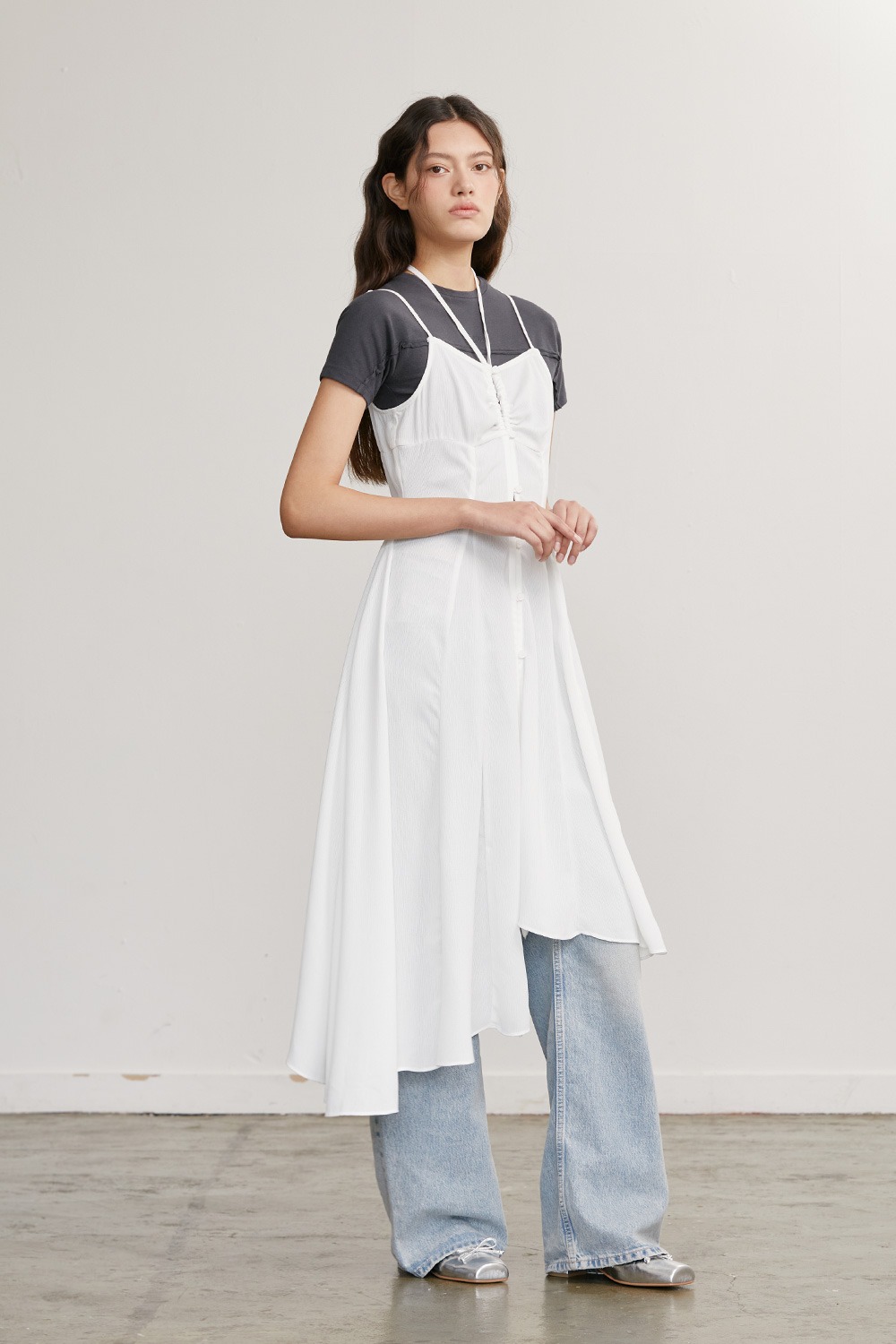 [2ND] OPEN LAYERED FRILL DRESS (WHITE)
